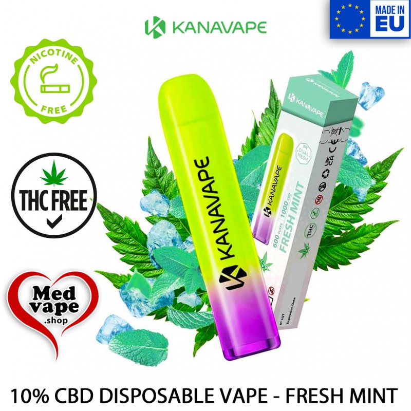 10% CBD VAPE FRESH MINT DISPOSABLE - KANAVAPE MEDVAPE